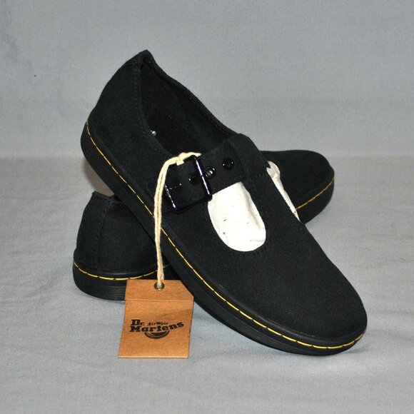 Dr. Martens Shoes - New Dr. Martens T-Bar Mary Janes Size 6 Black Canvas Woolwich Shoes